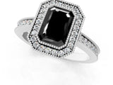 White gold Fancy Black Emerald Cut Cut Halo Pavé Diamond Ring_1