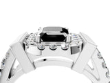 White gold Fancy Black Emerald Cut Cut Halo Split Shank Prong Set Ring_4