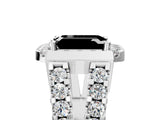 White gold Fancy Black Emerald Cut Cut Halo Split Shank Prong Set Ring_5