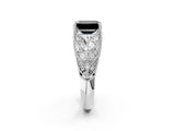 White gold Fancy Black Emerald Cut Cut Milgrain Pave Diamond Engagement Ring with Four-Prong Setting_17