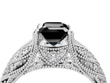 White gold Fancy Black Emerald Cut Cut Milgrain Pave Diamond Engagement Ring with Four-Prong Setting_19