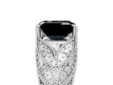 White gold Fancy Black Emerald Cut Cut Milgrain Pave Diamond Engagement Ring with Four-Prong Setting_20