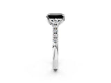 White gold Fancy Black Emerald Cut Cut Pavé Band Solitaire Ring with Four-Prong Setting_2