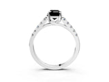 White gold Fancy Black Emerald Cut Cut Pavé Band Solitaire Ring with Four-Prong Setting_3