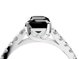 White gold Fancy Black Emerald Cut Cut Pavé Band Solitaire Ring with Four-Prong Setting_4