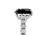 White gold Fancy Black Emerald Cut Cut Pavé Band Solitaire Ring with Four-Prong Setting_5