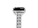 White gold Fancy Black Emerald Cut Cut Pave Band Milgrain Solitaire Ring_5