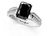 White gold Fancy Black Emerald Cut Cut Pave Split Shank Engagement Ring with Four-Prong Setting_13