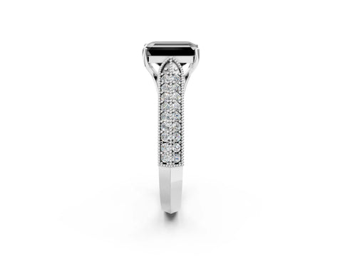 White gold Fancy Black Emerald Cut Cut Pave Split Shank Engagement Ring with Four-Prong Setting_14