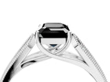 White gold Fancy Black Emerald Cut Cut Pave Split Shank Engagement Ring with Four-Prong Setting_16