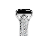 White gold Fancy Black Emerald Cut Cut Pave Split Shank Engagement Ring with Four-Prong Setting_17