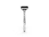 White gold Fancy Black Emerald Cut Diamond Brilliant Solitaire Ring with Pavé Band and Four-Prong Setting_14