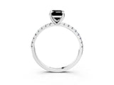 White gold Fancy Black Emerald Cut Diamond Brilliant Solitaire Ring with Pavé Band and Four-Prong Setting_15