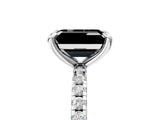 White gold Fancy Black Emerald Cut Diamond Brilliant Solitaire Ring with Pavé Band and Four-Prong Setting_17