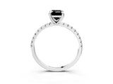 White gold Fancy Black Emerald Cut Diamond Brilliant Solitaire Ring with Pavé Band and Four-Prong Setting_27