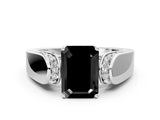 White gold Fancy Black Emerald Cut Diamond Channel Set Solitaire Ring with Four-Prong Setting_12