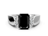 White gold Fancy Black Emerald Cut Diamond Channel Set Solitaire Ring with Four-Prong Setting_14