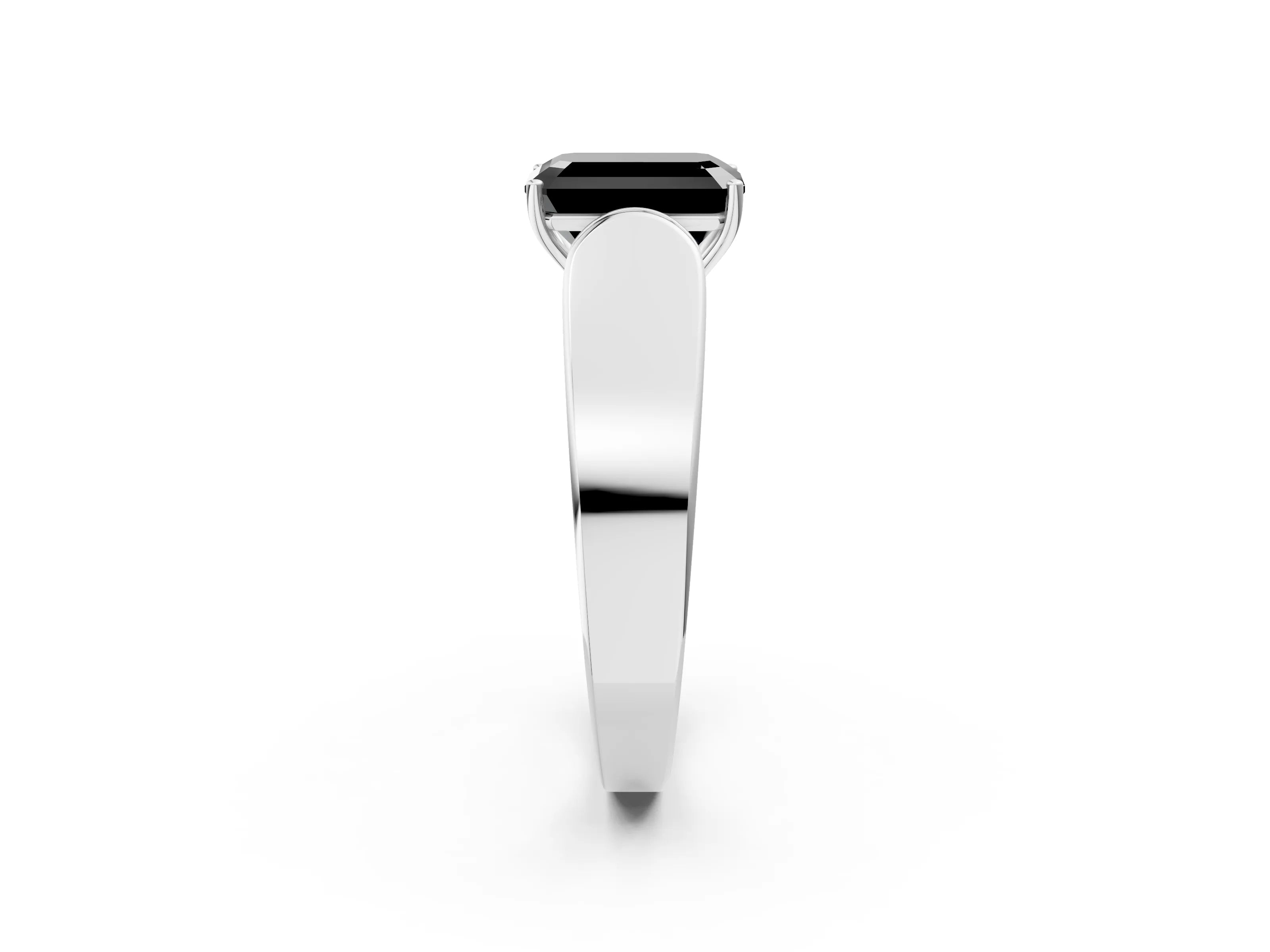 White gold Fancy Black Emerald Cut Diamond Channel Set Solitaire Ring with Four-Prong Setting_16