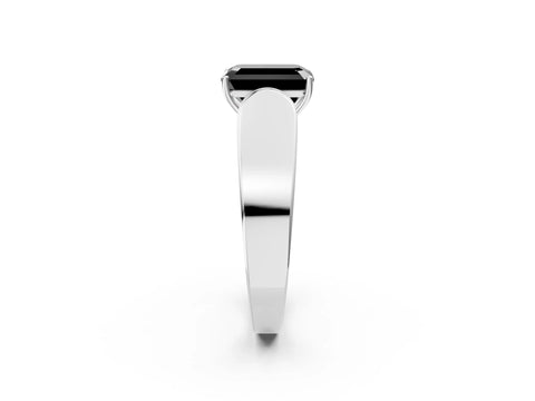 White gold Fancy Black Emerald Cut Diamond Channel Set Solitaire Ring with Four-Prong Setting_16
