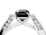 White gold Fancy Black Emerald Cut Diamond Channel Set Solitaire Ring with Four-Prong Setting_18