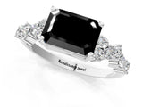 White gold Fancy Black Emerald Cut Diamond Cluster Pavé Band with Four-Prong Setting_13