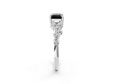 White gold Fancy Black Emerald Cut Diamond Cluster Pavé Band with Four-Prong Setting_14