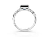 White gold Fancy Black Emerald Cut Diamond Cluster Pavé Band with Four-Prong Setting_15