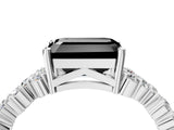 White gold Fancy Black Emerald Cut Diamond Cluster Pavé Band with Four-Prong Setting_16