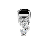 White gold Fancy Black Emerald Cut Diamond Cluster Pavé Band with Four-Prong Setting_17