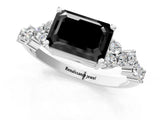 White gold Fancy Black Emerald Cut Diamond Cluster Pavé Band with Four-Prong Setting_4