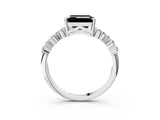 White gold Fancy Black Emerald Cut Diamond Cluster Pavé Band with Four-Prong Setting_6