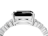 White gold Fancy Black Emerald Cut Diamond Cluster Pavé Band with Four-Prong Setting_7