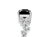 White gold Fancy Black Emerald Cut Diamond Cluster Pavé Band with Four-Prong Setting_8