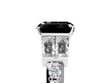 White gold Fancy Black Emerald Cut Diamond Engagement Ring with Baguette Side Stones and Channel Set Band_29