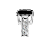 White gold Fancy Black Emerald Cut Diamond Engagement Ring with Milgrain Channel Set Band and Prong Setting_5