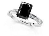 White gold Fancy Black Emerald Cut Diamond Engagement Ring with Side Stone Accents and Four-Prong Setting_25