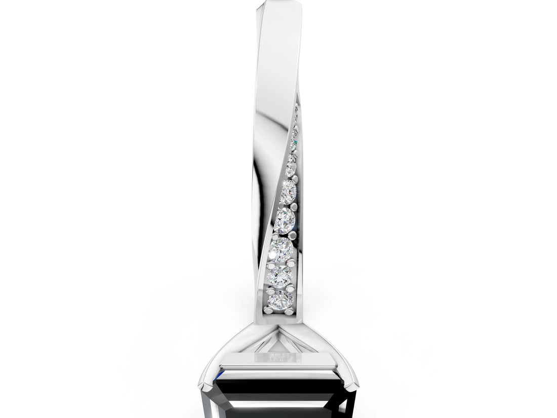White gold Fancy Black Emerald Cut Diamond Engagement Ring with Side Stone Accents and Four-Prong Setting_36