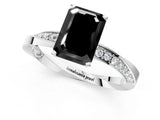 White gold Fancy Black Emerald Cut Diamond Engagement Ring with Side Stone Accents and Four-Prong Setting_37