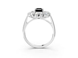 White gold Fancy Black Emerald Cut Diamond Floral Double Halo Engagement Ring with Prong Setting_15