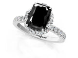 White gold Fancy Black Emerald Cut Diamond Halo Pave Band with Four-Prong Setting_4