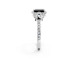 White gold Fancy Black Emerald Cut Diamond Halo Pave Band with Four-Prong Setting_5
