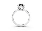 White gold Fancy Black Emerald Cut Diamond Halo Pave Band with Four-Prong Setting_6