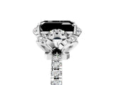 White gold Fancy Black Emerald Cut Diamond Halo Pave Band with Four-Prong Setting_8