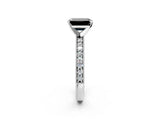 White gold Fancy Black Emerald Cut Diamond Milgrain Pavé Engagement Ring with Four-Prong Setting_2