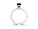 White gold Fancy Black Emerald Cut Diamond Milgrain Pavé Engagement Ring with Four-Prong Setting_3
