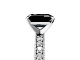 White gold Fancy Black Emerald Cut Diamond Milgrain Pavé Engagement Ring with Four-Prong Setting_5