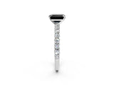 White gold Fancy Black Emerald Cut Diamond Pavé Band Solitaire Ring with Prong Setting_26