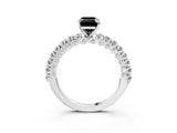 White gold Fancy Black Emerald Cut Diamond Pavé Band Solitaire Ring with Prong Setting_27