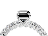 White gold Fancy Black Emerald Cut Diamond Pavé Band Solitaire Ring with Prong Setting_28