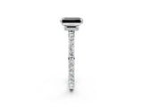 White gold Fancy Black Emerald Cut Diamond Pavé Engagement Ring with Round  Accents and Prong Setting_26